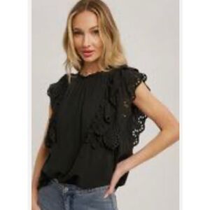 ❤️Blu-Ivy Ziggy Top Cottage CoreBlack ruffle Eyelet NWT Size Medium